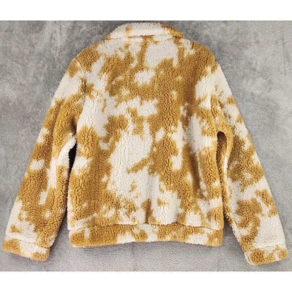 Betsy Johnson Performance Jacket Womens Medium Brown White Full Zip Faux Sherpa - Picture 2 of 12